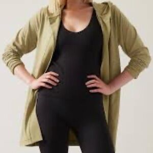 EUC Athleta Uptempo Wrap Open Front Cardigan with Hood Yellow Gold Heather M